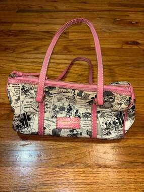 Dooney & Bourke Disney Mickey Mouse Comics Pink Leather Shoulder Bag Boston Bag